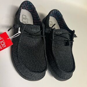 Hey Dude Men's Black Knit Loafers